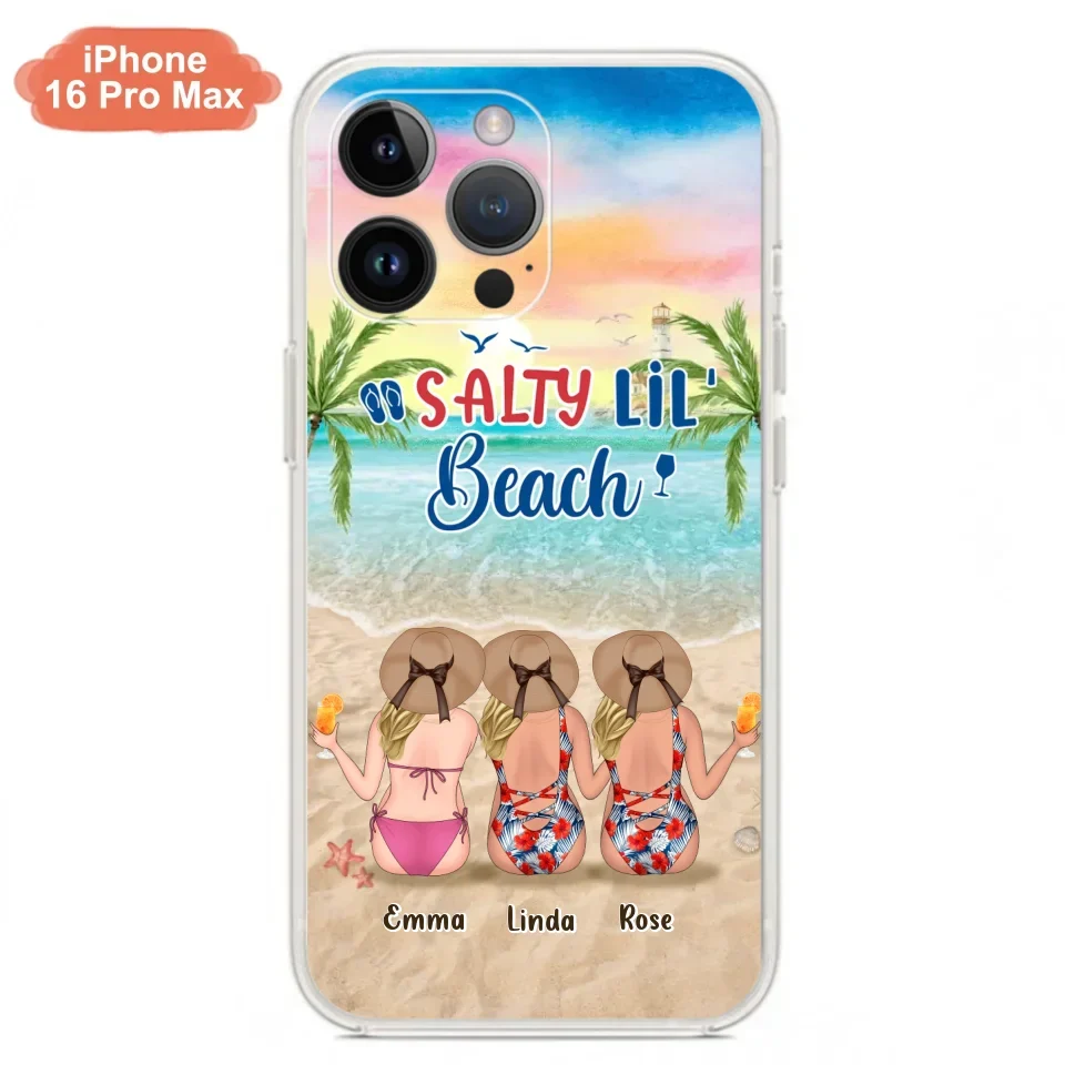 Personalized Beach Girls Phone Case - Up to 3 Girls - Gift Idea For Friends/Sisters - Salty Lil' Beach - Case For iPhone And Samsung