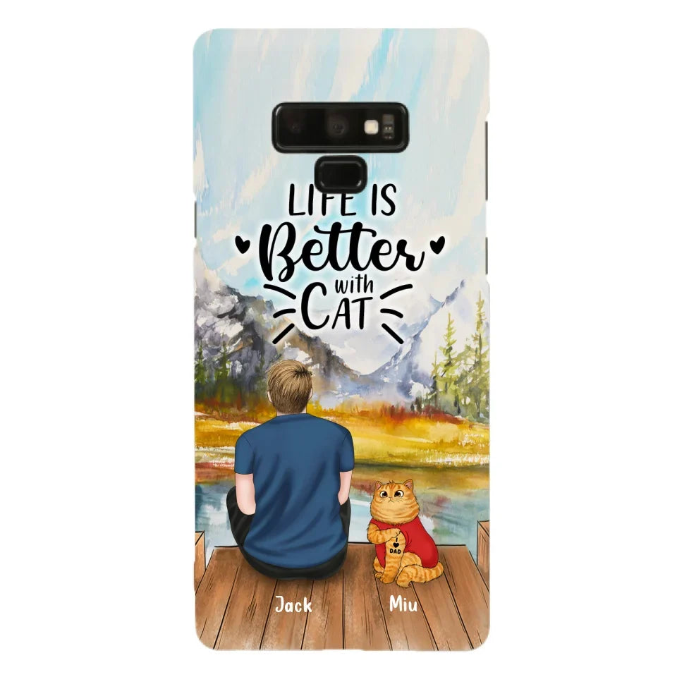 Custom Personalized Cat Dad Phone Case - Gifts For Cat Lovers With Upto 3 Cats - Best Cat Dad Ever - I Love Dad - Case For iPhone, Samsung And Xiaomi
