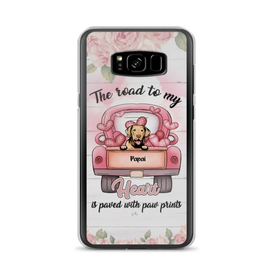 Custom Personalized Dog Phone Case - Best Gifts For Dog Lovers With Upto 5 Dogs - The Road To My Heart Is Paved With Paw Prints