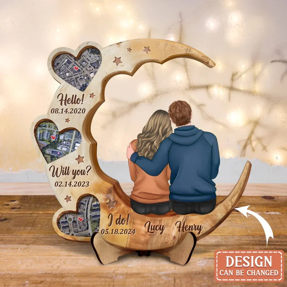 Custom Personalized Couple 2 Layered Wooden Art - Anniversary Gift Idea Couple - Hello Will You I Do