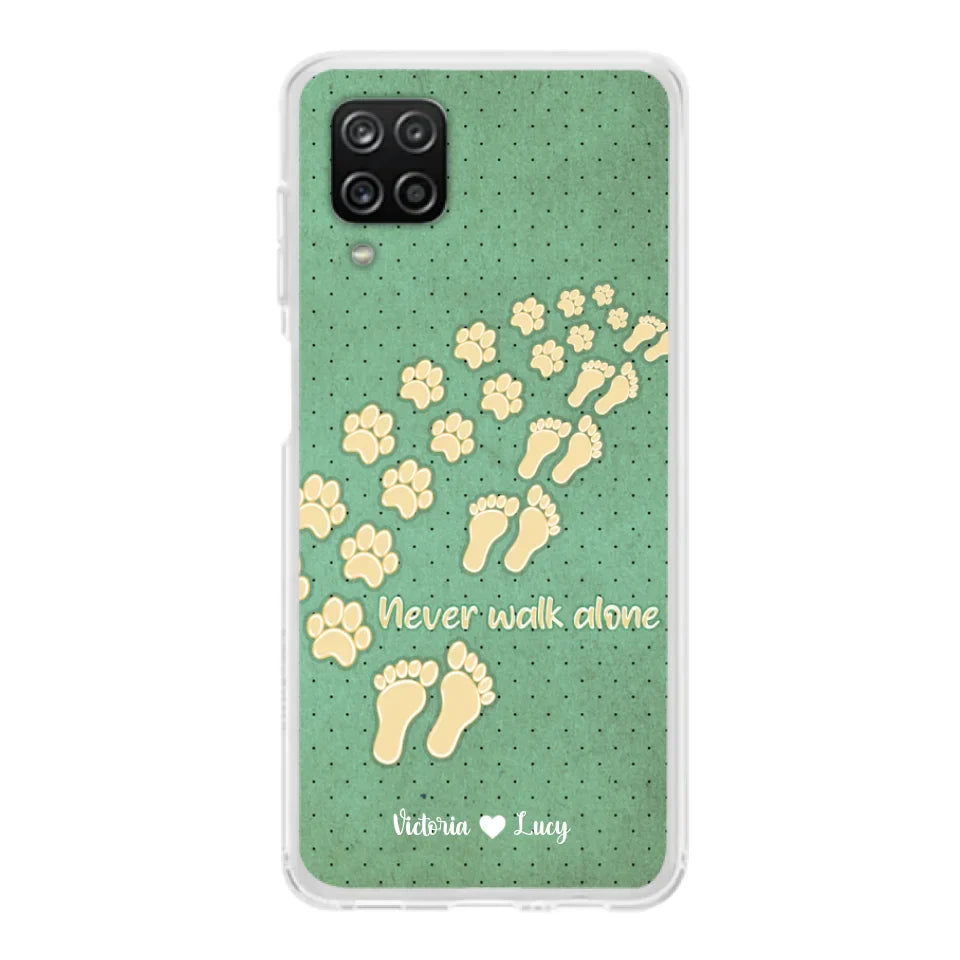 Personalized Dogs's Paws Phone Case - Best Gift Idea For Dog Lovers With Up to 3 Dogs's Paws - Never Walk ALone - Case For iPhone, Samsung And Xiaomi