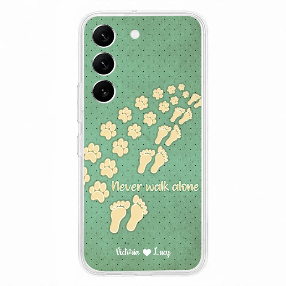 Personalized Dogs's Paws Phone Case - Best Gift Idea For Dog Lovers With Up to 3 Dogs's Paws - Never Walk ALone - Case For iPhone, Samsung And Xiaomi