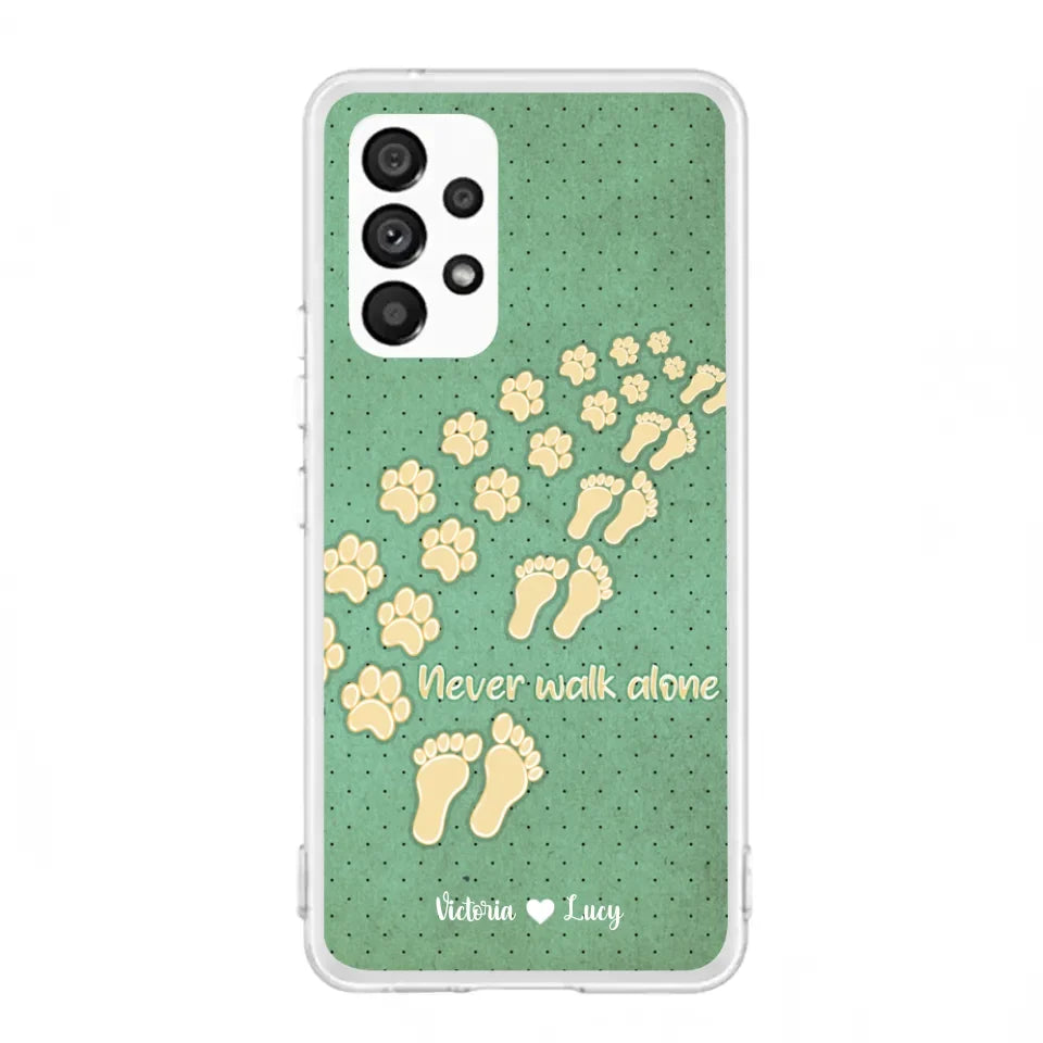Personalized Dogs's Paws Phone Case - Best Gift Idea For Dog Lovers With Up to 3 Dogs's Paws - Never Walk ALone - Case For iPhone, Samsung And Xiaomi