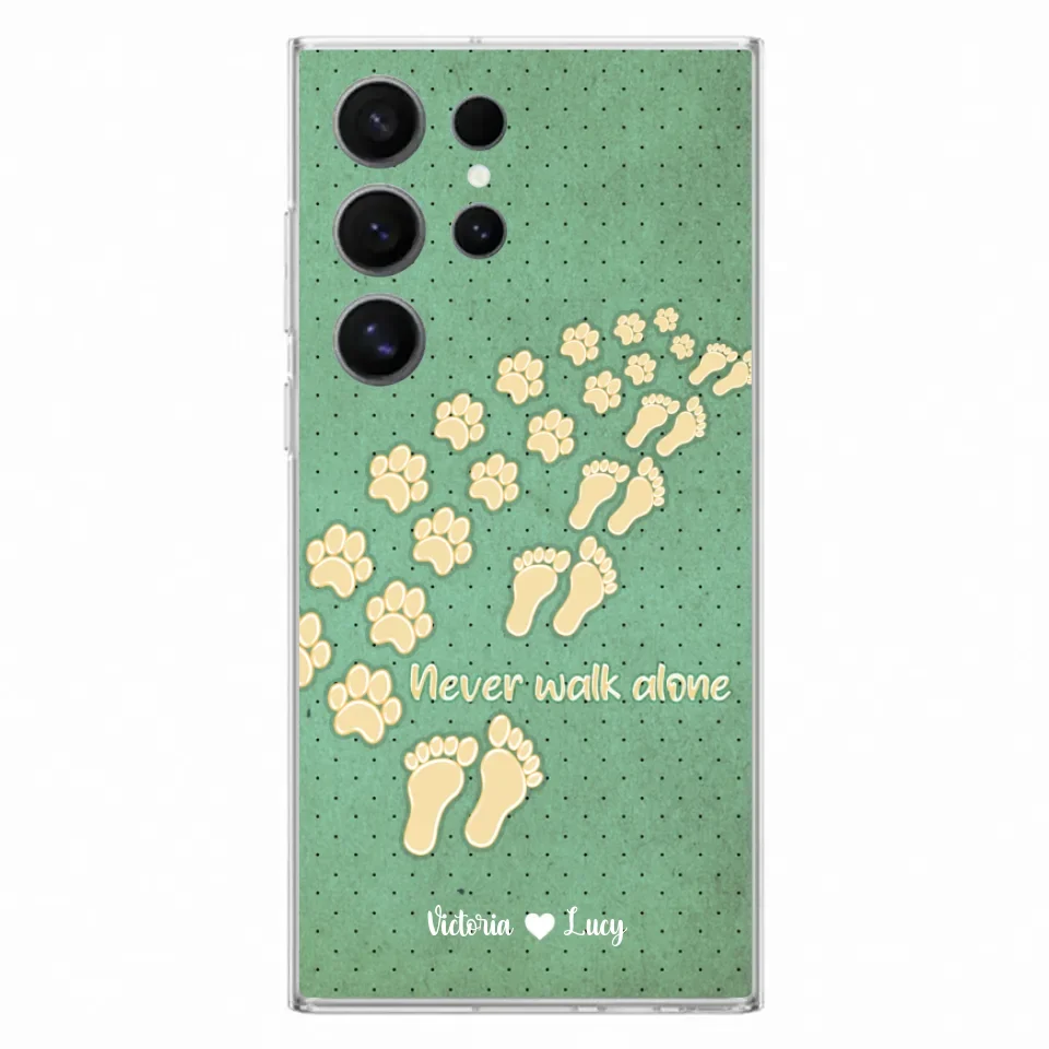 Personalized Dogs's Paws Phone Case - Best Gift Idea For Dog Lovers With Up to 3 Dogs's Paws - Never Walk ALone - Case For iPhone, Samsung And Xiaomi