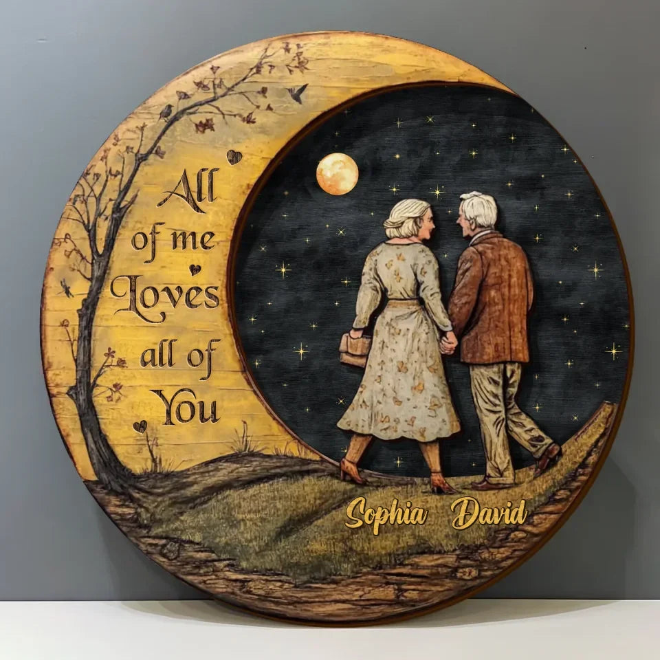 Custom Personalized Old Couple Moon 2 Layered Wooden Art - Gift Idea For Couple - I Had You & You Had Me