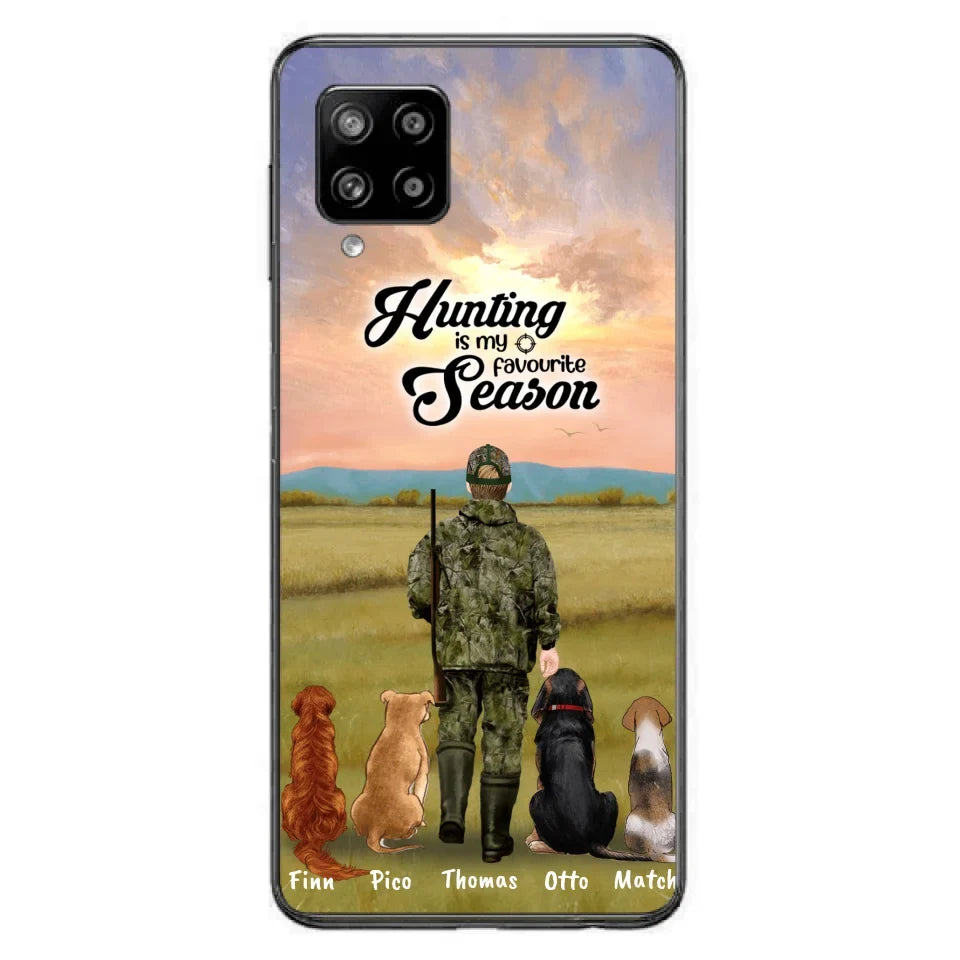 Personalized Hunting Phone Case - Man/Woman With Upto 4 Dogs - Phone Case For iPhone And Samsung - 4168OK