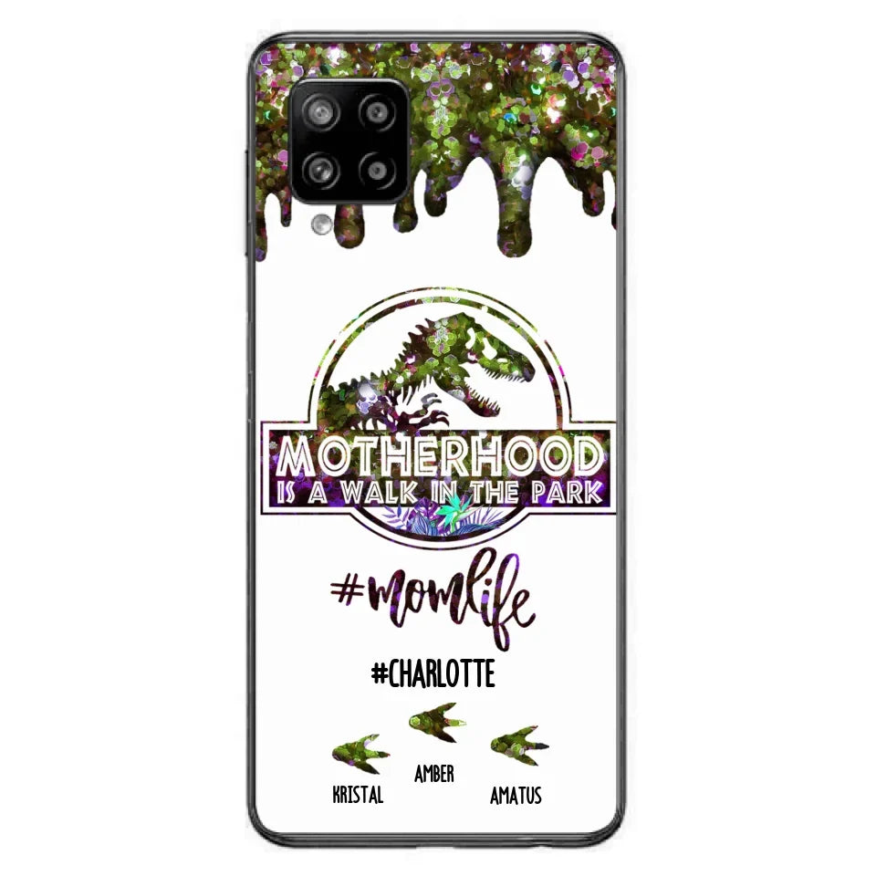 Custom Personalized Mama Dinosaur Phone Case - Best Gift For Mothers - Motherhood Is A Walk In The Park - Phone Case For iPhone And Samsung - 2QCGS1