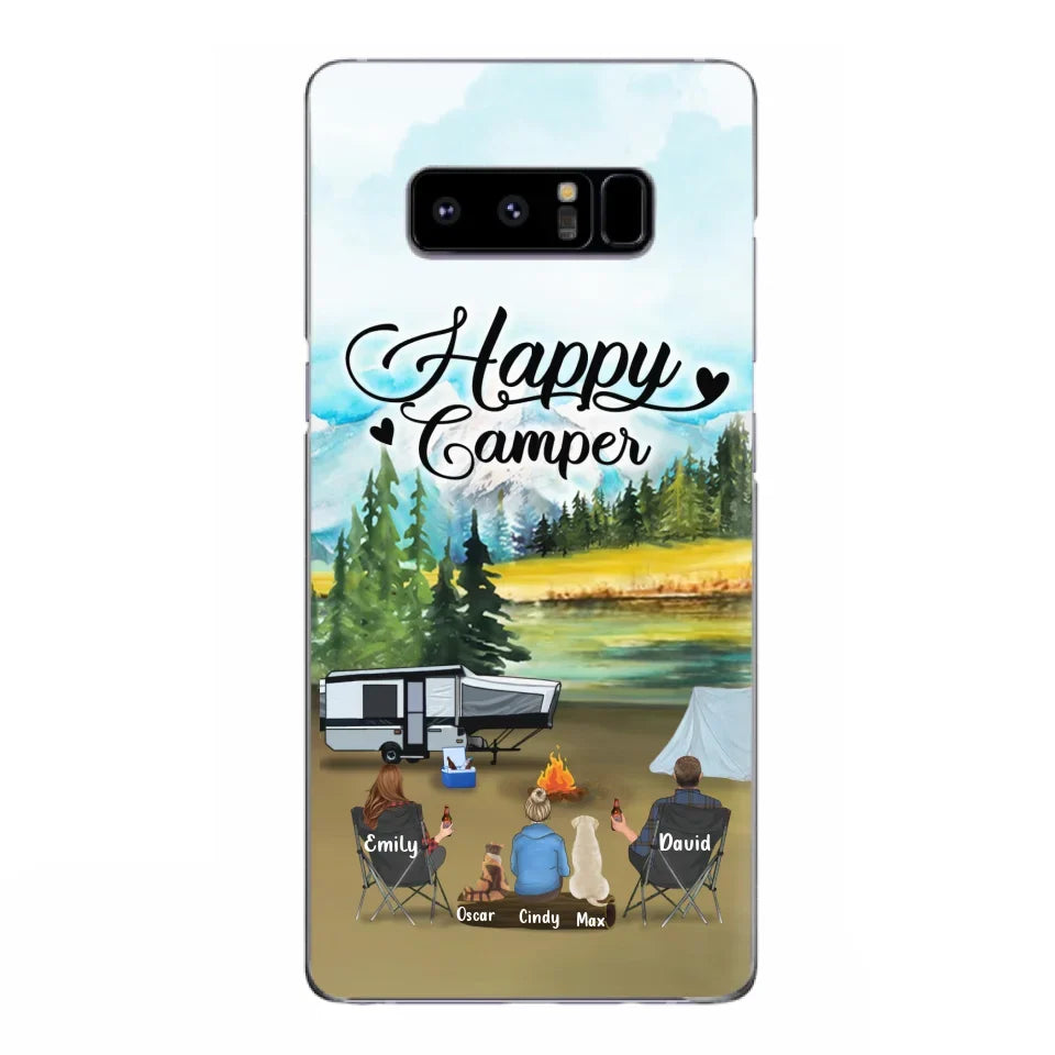 Personalized Camping Phone Case - Parents With 1 Kids And 2 Pets - Best Gift For Family - Happy Camper - Case For iPhone And Samsung
