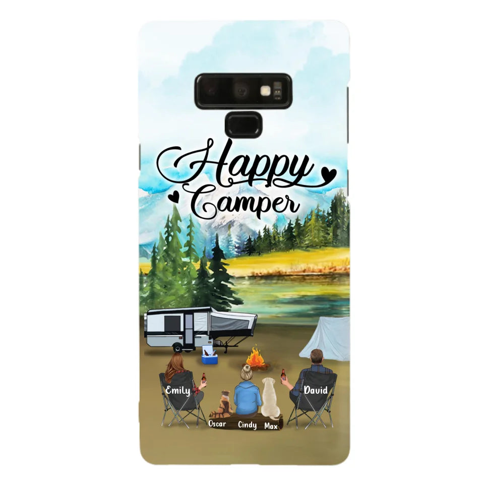 Personalized Camping Phone Case - Parents With 1 Kids And 2 Pets - Best Gift For Family - Happy Camper - Case For iPhone And Samsung