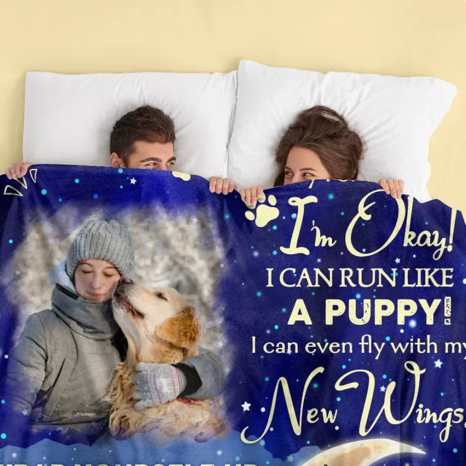 Custom Memorial Dog Quilt/Fleece Throw Blanket - Up to 3 Dogs - Memorial Gift Idea For Dog Mom - Don't Cry For Me Mom! I Am Ok!