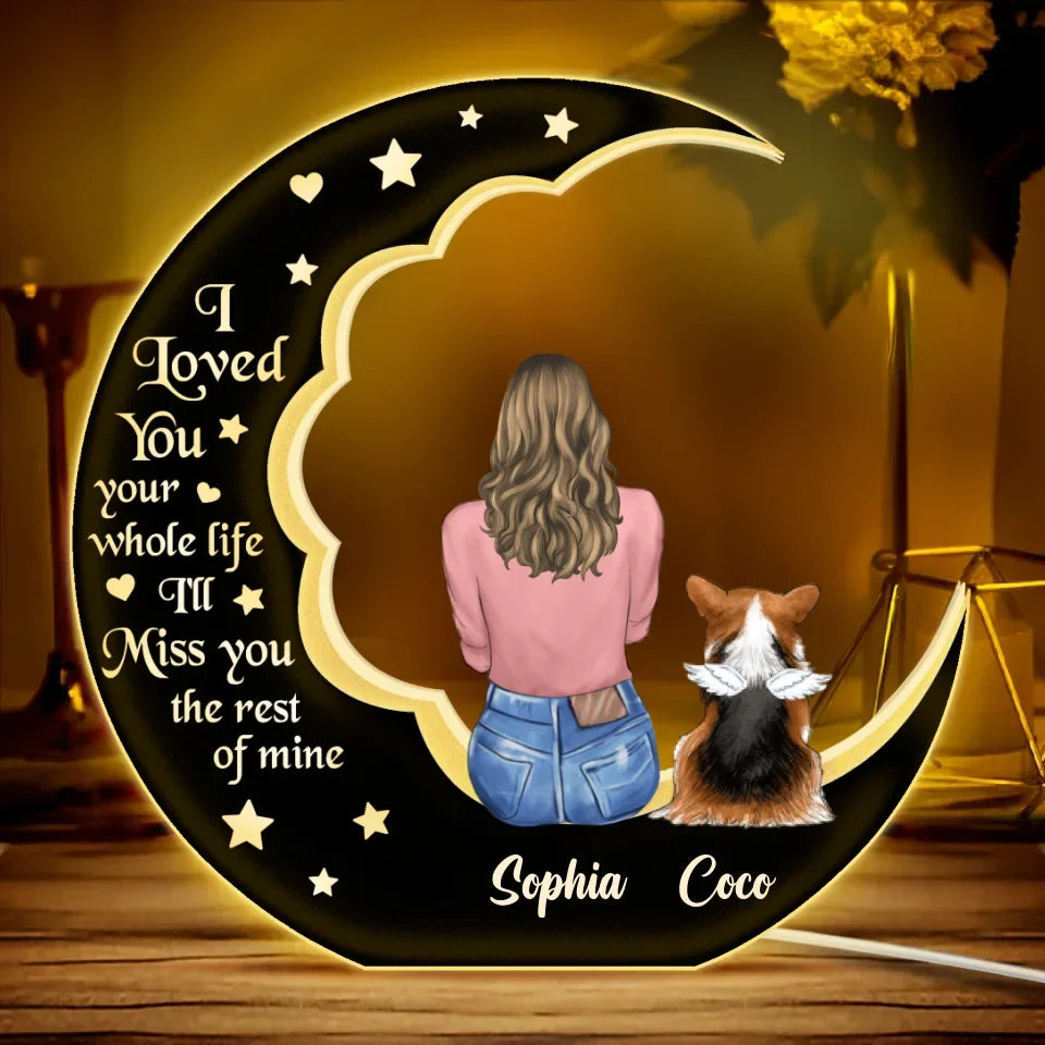 Personalized Memorial Pet Moon Light Box - Memorial Gift Idea For Dog/Cat/Rabbit Lover - I Loved You Your Whole Life