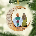 Personalized Memorial Family Moon Wooden Ornament - Memorial Gift Idea For Parent/Husband/Wife/Siblings - Up to 7 People - A Piece Of My Heart Lives Among The Moon & The Stars