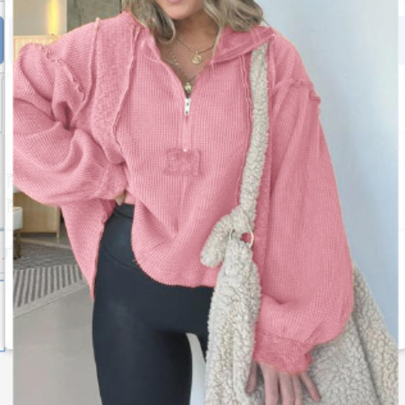 Autumn And Winter Women's Clothing Short Frayed Hem Sweater Women