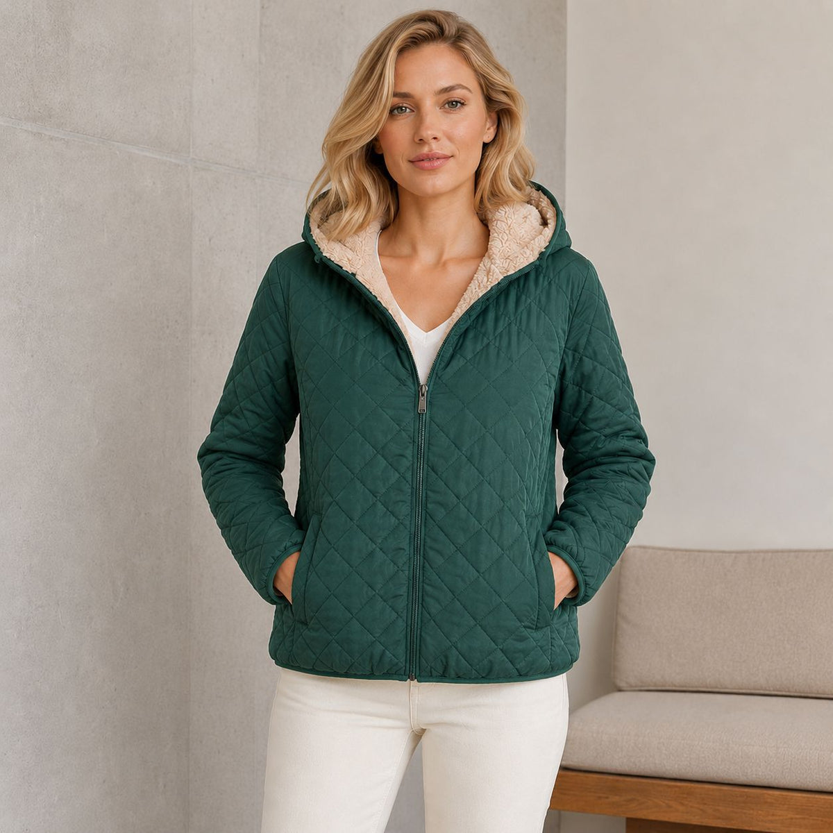 Womens Short Hooded Cotton-padded Coat