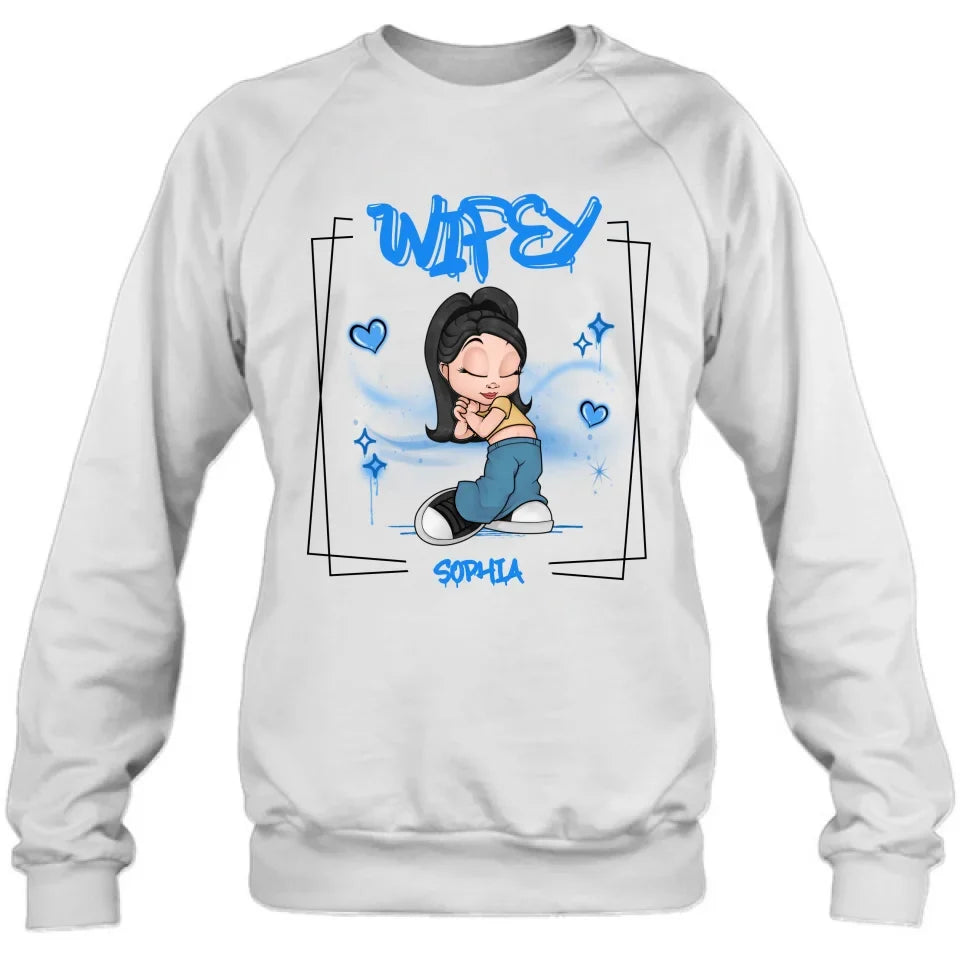 Personalized Hubby Wifey Y2K Couple T-shirt/Long Sleeve/Sweatshirt/Hoodie - Gift Idea For Couple