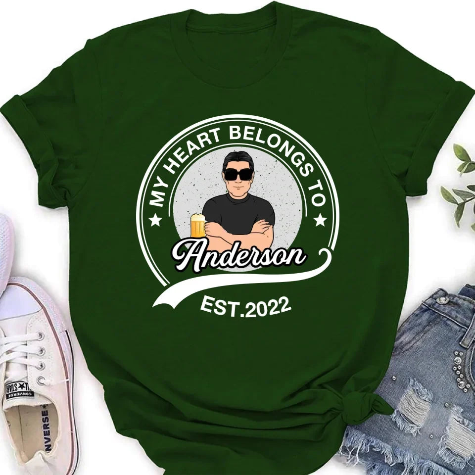 Personalized Couple T-shirt/Long Sleeve/Sweatshirt/Hoodie - Gift Idea For Couple/Husband And Wife - My Heart Belongs To
