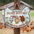 Personalized Chicken Fluffy Butt Hut Classic Wooden Sign - Gift Idea For Chicken Lover - Last One In Is A Rotten Egg