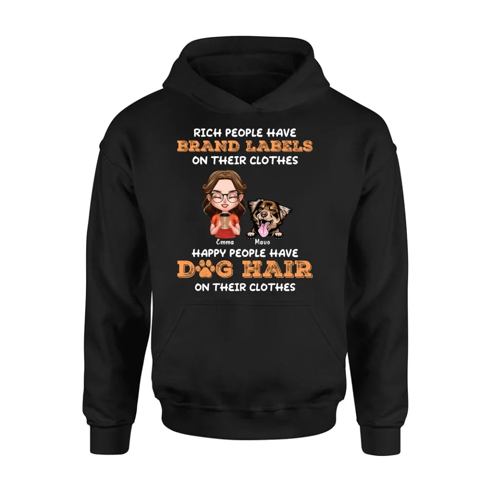 Personalized Dog Mom T-shirt/Long Sleeve/Sweatshirt/Hoodie - Gift Idea For Dog Lover - Up to 3 Dogs - Happy People Have Dog Hair On Their Clothes