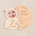 Personalized Wooden Bear Baby Ornament - Upload Photo - Gift Idea For Your Baby - Hello World