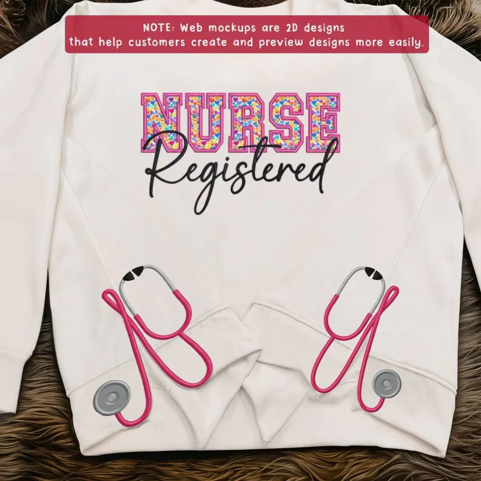 Personalized Nurse Side Bow Embroidered Sweatshirt - Gift Idea For Nurse/Birthday - Nurse Registered