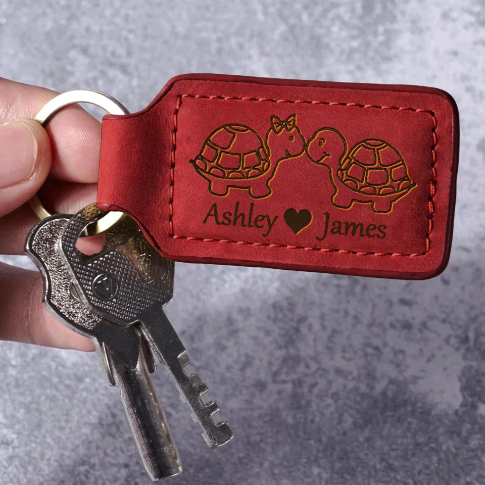 Personalized Couple Leather Keychain - Gift Idea For Couple/Husband & Wife