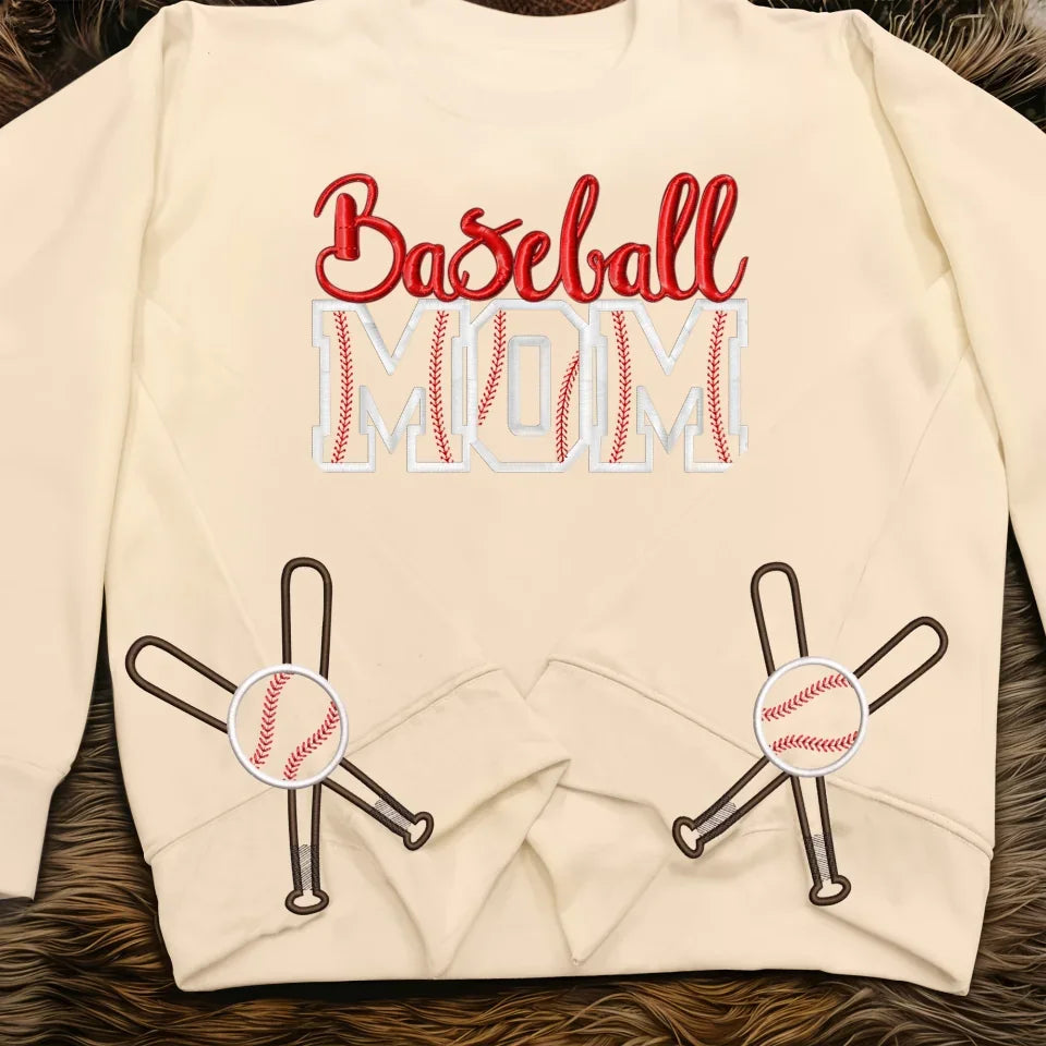 Baseball Mom Side Bow Embroidered Sweatshirt - Gift Idea For Mom/ Mother's Day