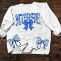 Nurse Chinoiserie Coquette Bow Side Split Embroidered Sweatshirt - Gift Idea For Nurse/ Friend