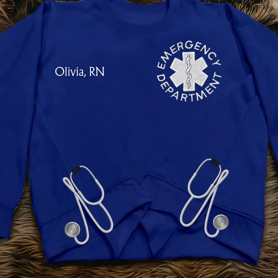 Personalized EMS Side Bow Embroidered Sweatshirt - Gift Idea For Nurse/EMS