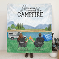 Personalized Mountain Camping Quilt Blanket - Couple Up to 3 Dogs - Gift For Couple - Life Is Better Around The Campfire