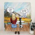 Personalized Cat Dog Memorial, Mother's Day Gift For Dog Mom - Mom & Up to 5 Pets Memorial Quilt/Fleece Blanket - I Miss You