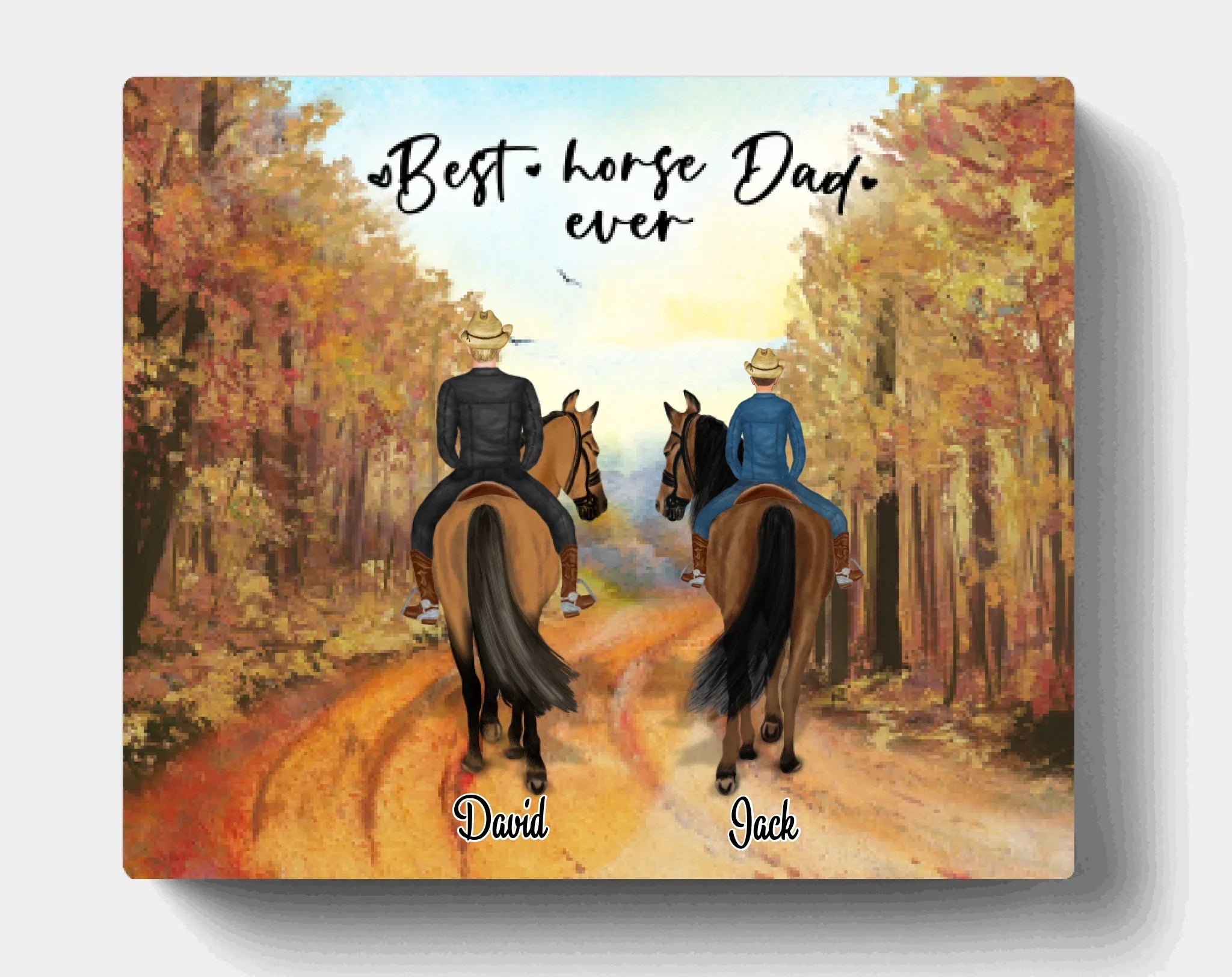 Custom Personalized Riding Horse Canvas Gift For Father's Day From Daughter and Son - Best Horse Dad Ever