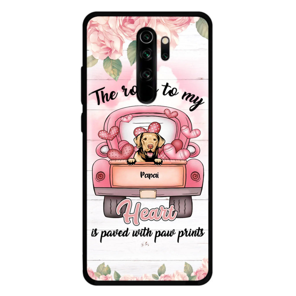 Custom Personalized Dog Phone Case - Best Gifts For Dog Lovers With Upto 5 Dogs - The Road To My Heart Is Paved With Paw Prints