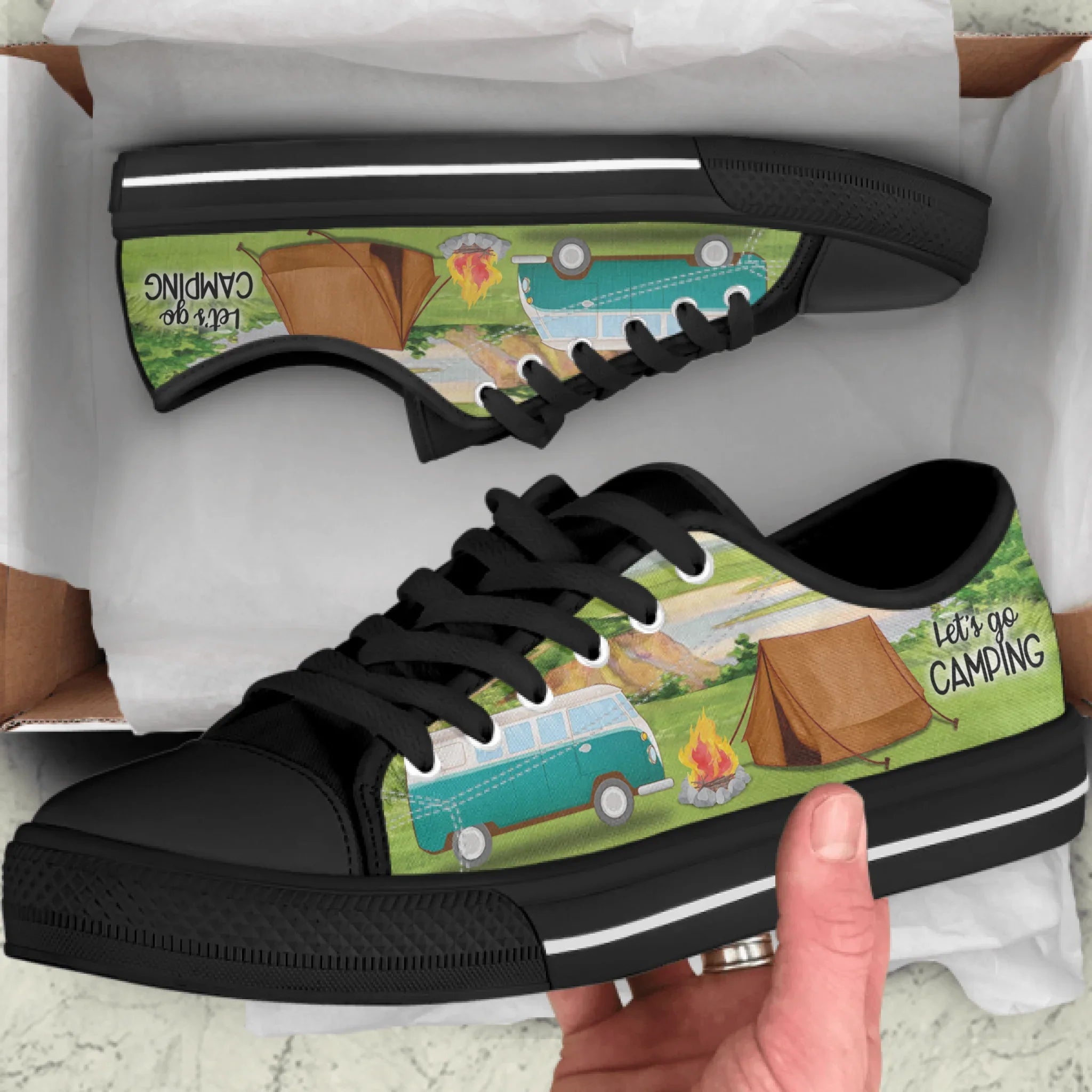 Personalized Camping Sneakers - Best Gift For Camping Lovers - Let's Go Camping - J0HKN6
