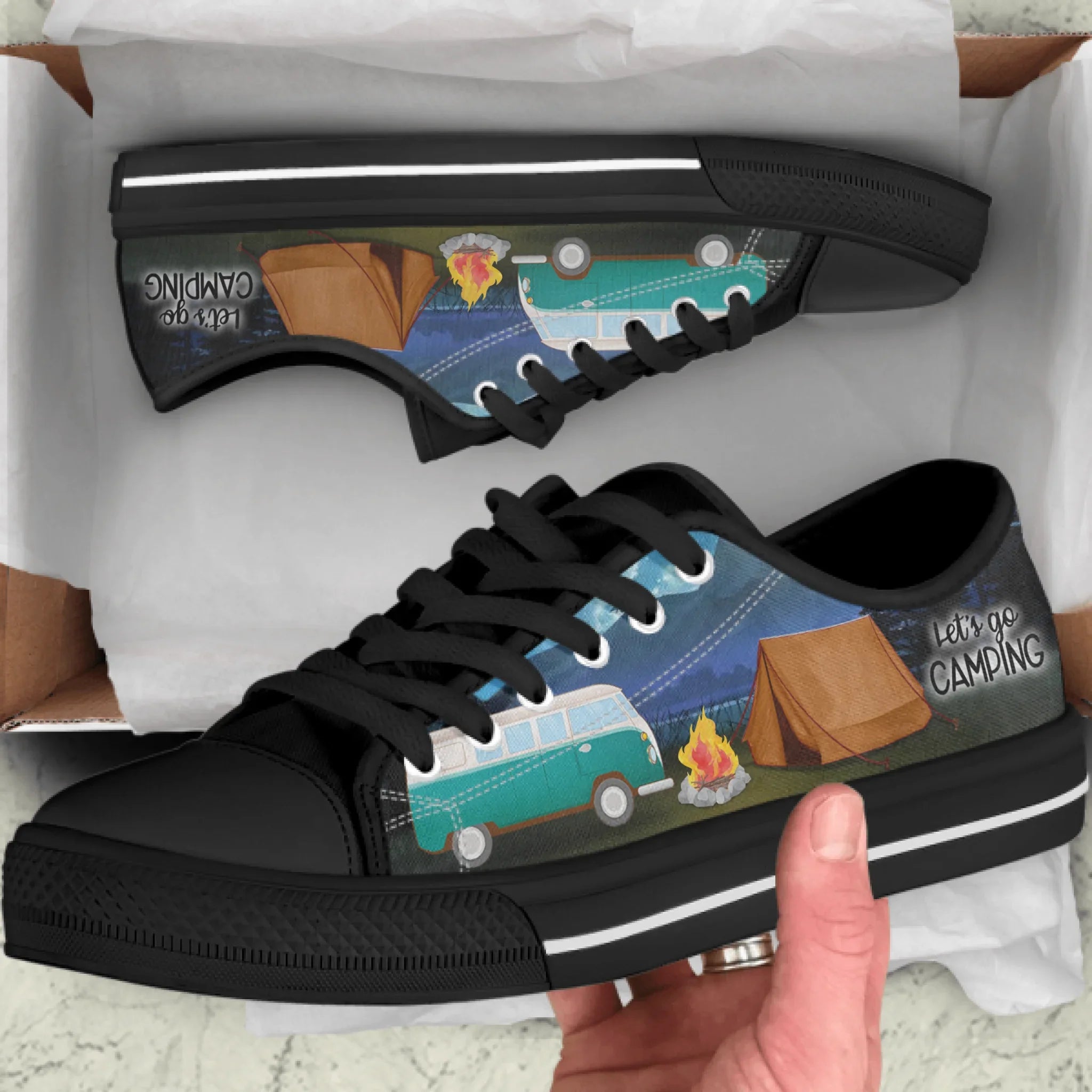 Personalized Camping Sneakers - Best Gift For Camping Lovers - Let's Go Camping - J0HKN6