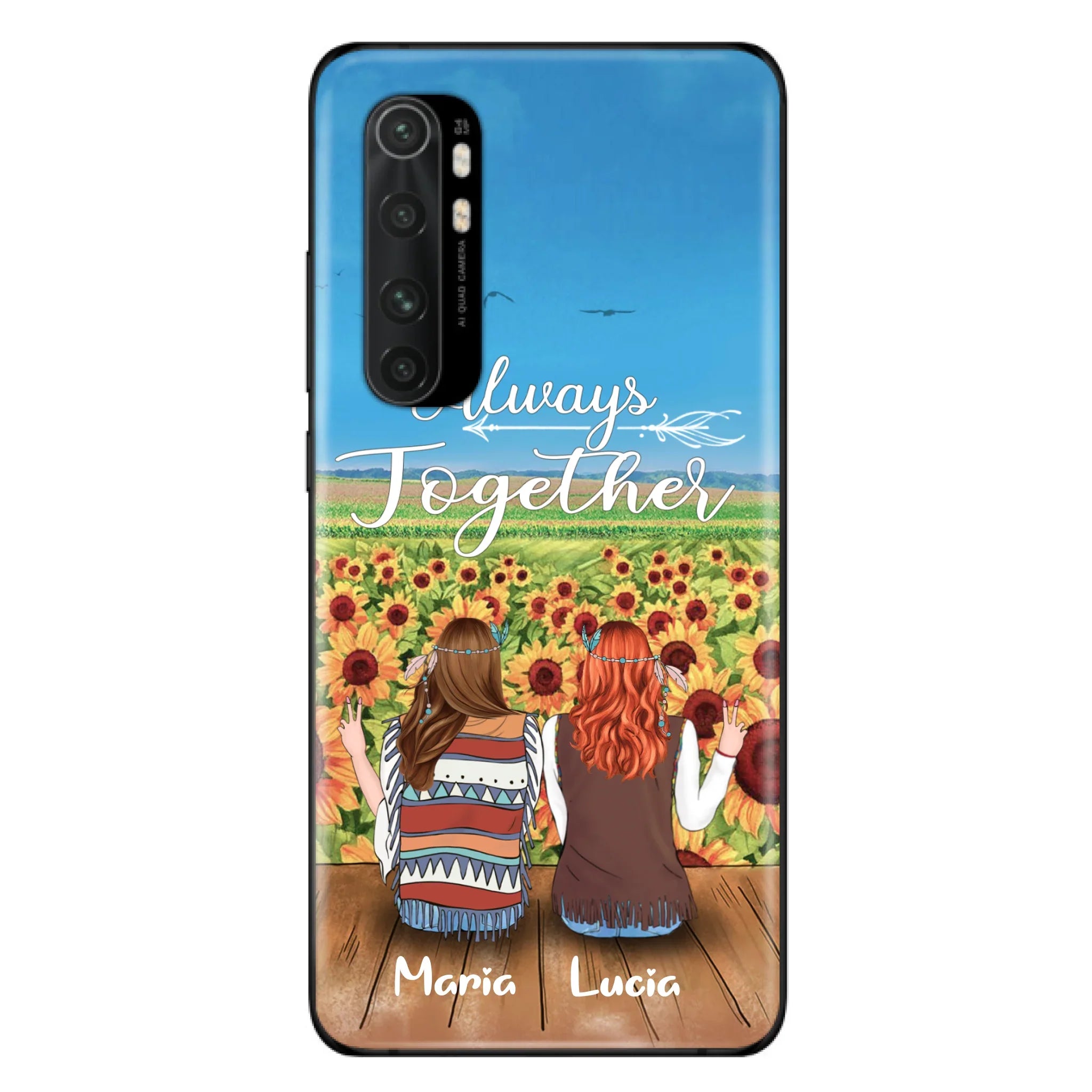 Personalized Hippie Friends Phone Case - Up to 3 Girls - Always Together - F8H385