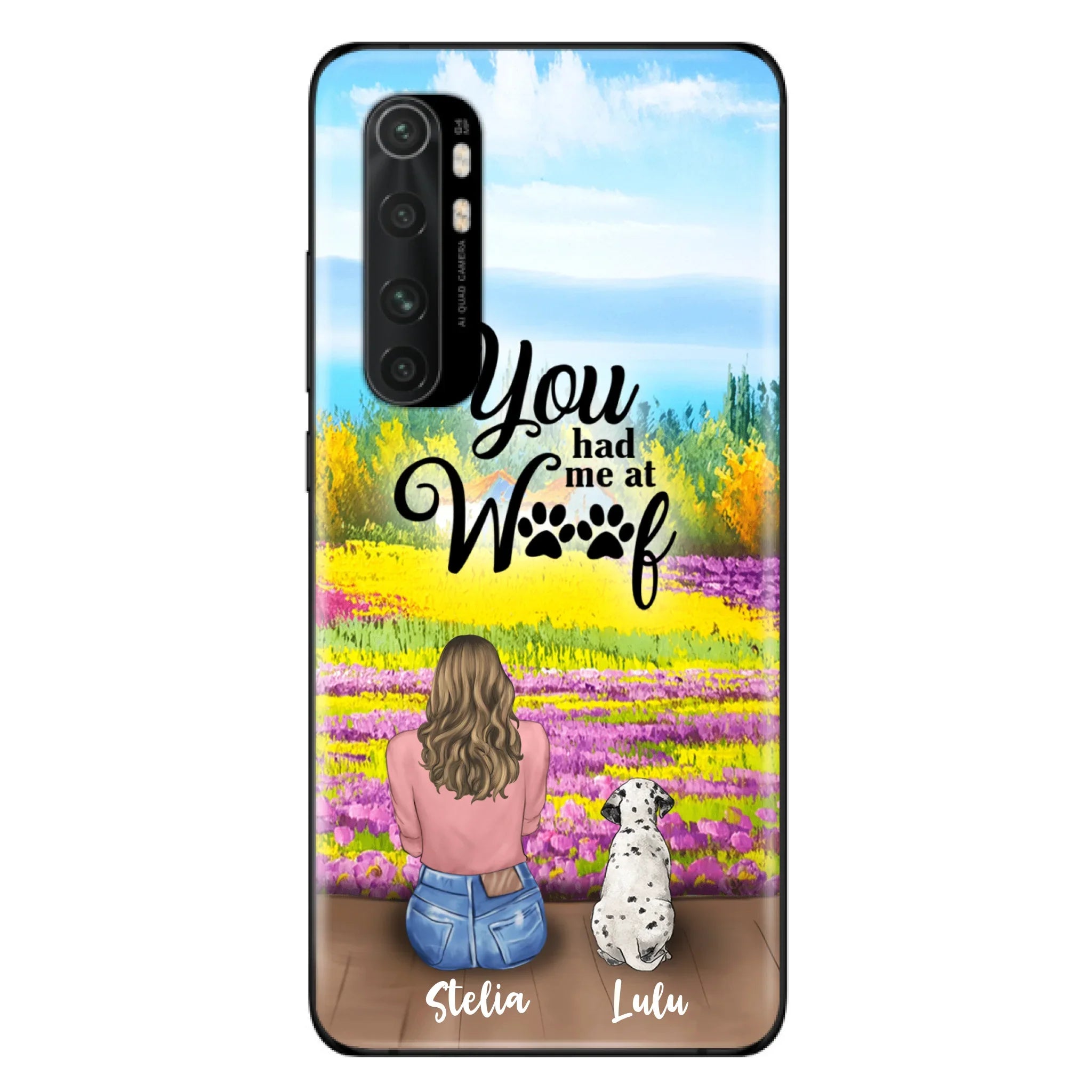 Custom Personalized Dog Mom With Flowers Background Phone Case - Gifts For Dog Lovers With Upto 4 Dogs - You Had Me At Woof - Case For iPhone, Samsung And Xiaomi - L4E2ZU