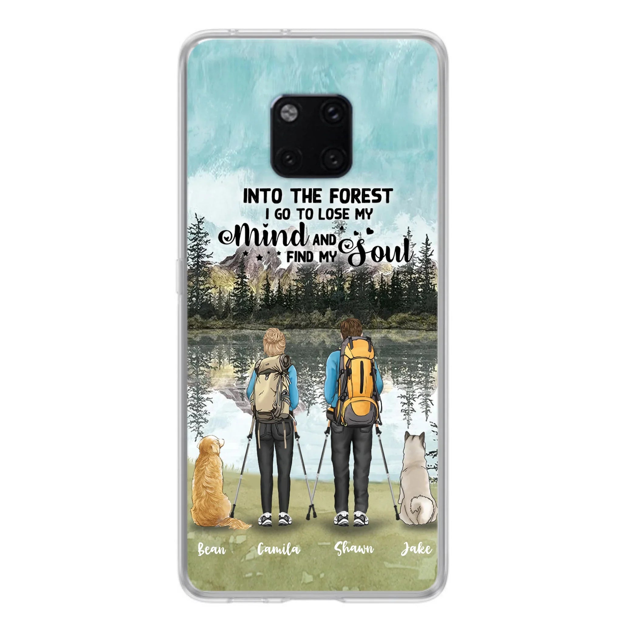 Custom Personalized Hiking Couple With Dogs Phone Case - Couple With Upto 2 Pets - Case For Xiaomi, Huawei and Oppo - Q67GXN