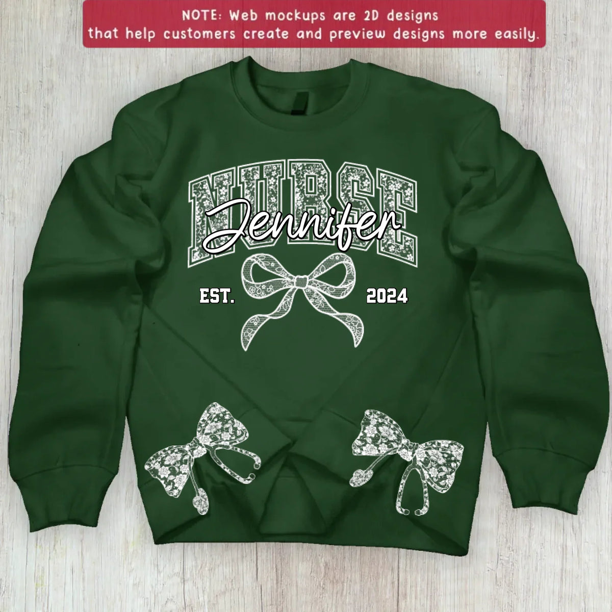 Custom Name And Year Coquette Nurse Split Side Bow Embroidered Sweater - Gift Idea For Nurse