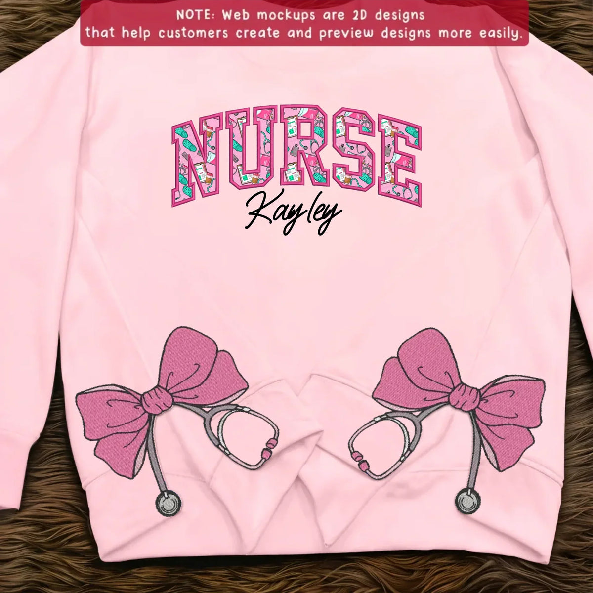 Personalized Applique Nurse Embroidered Side Bow Sweatshirt - Gift Idea For Nurse