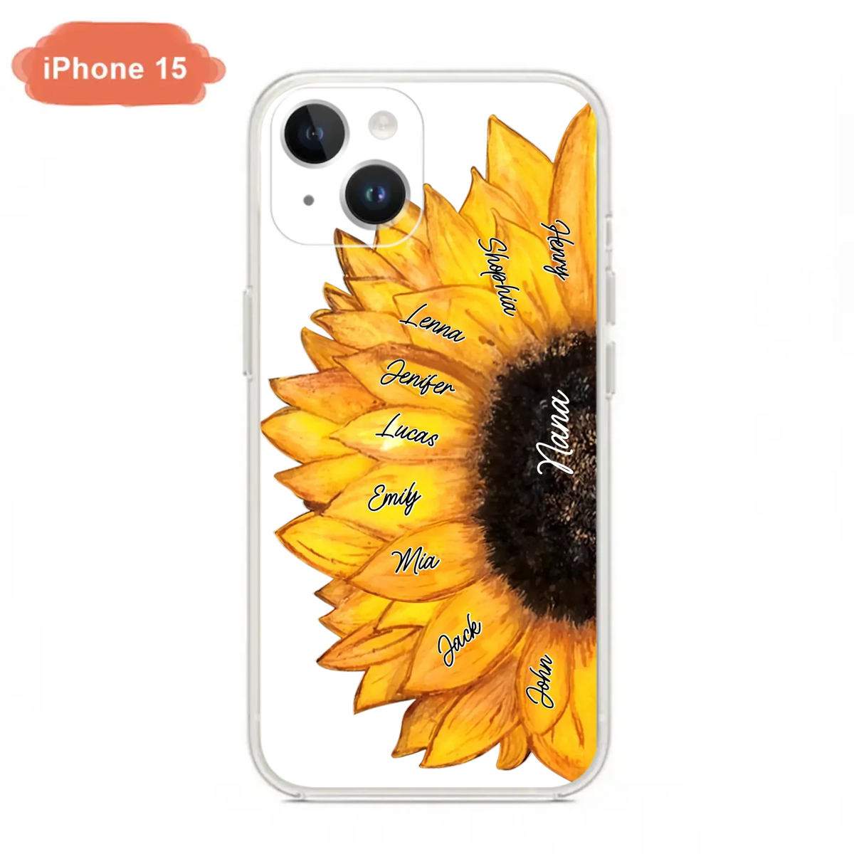 Custom Personalized Sunflower Grandma Phone Case -Upto 9 Kids - Mother's Day Gift Idea for Mom/Grandma