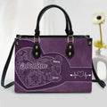 Personalized Mother PU Leather Handbag With Long Straps - Mother's Day Gift Idea For Grandma/Mom - Up to 7 Kids