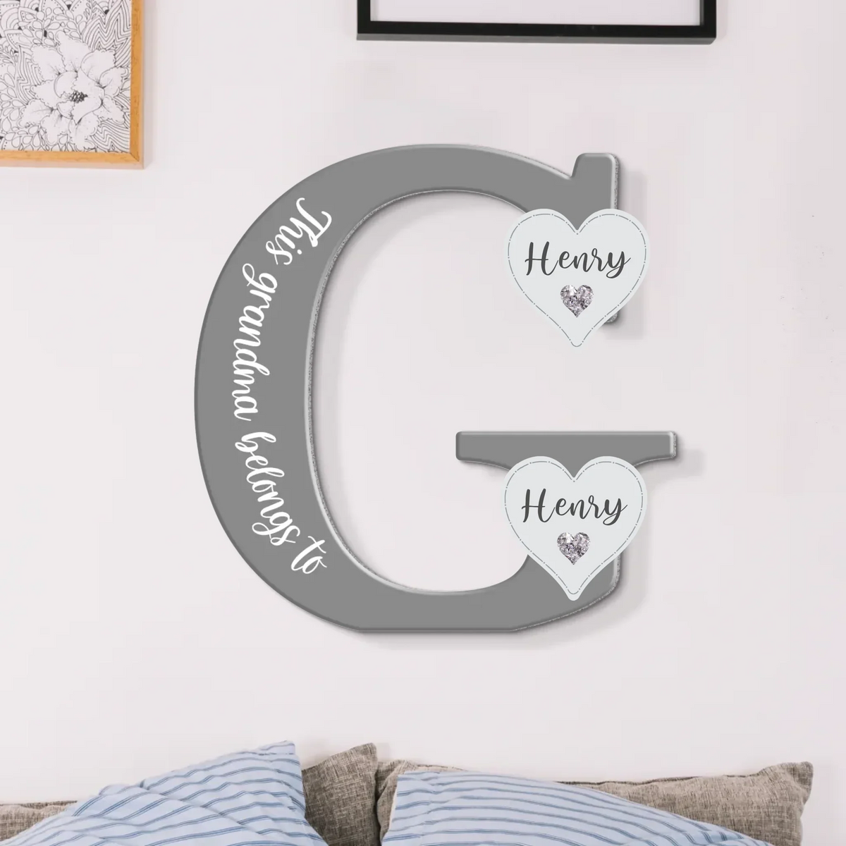 Personalized Grandma Metal Sign - Mother's Day/Birthday Gift For Grandma - Up to 7 Grandkids - This Grandma Belongs To