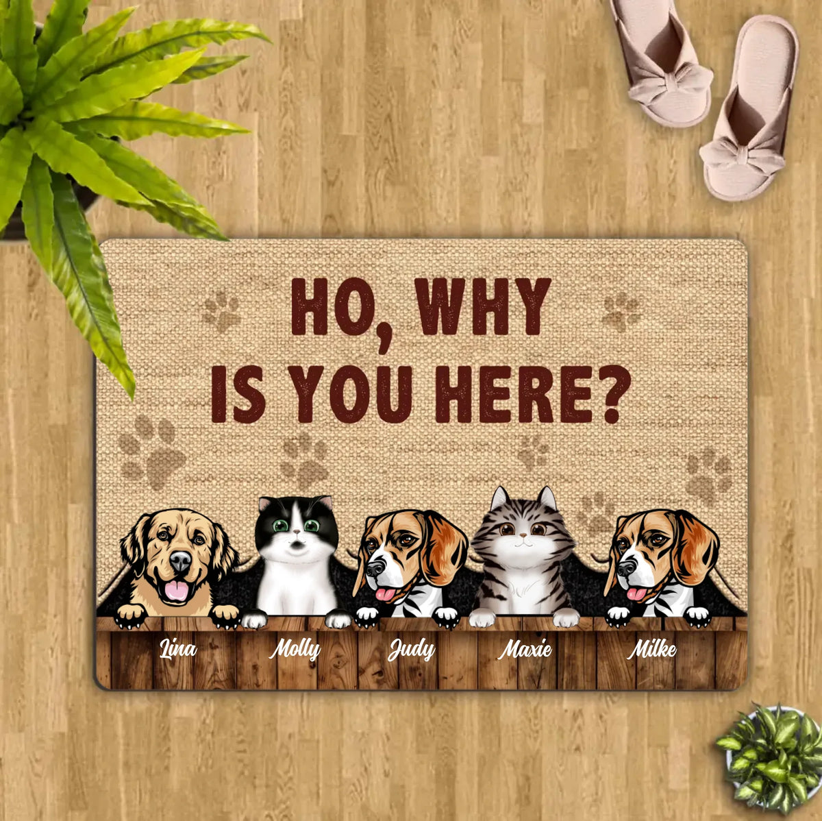 Personalized Pets Lover Doormat - Up to 5 Pets - Best Gift For Dog Lover/Cat Lover