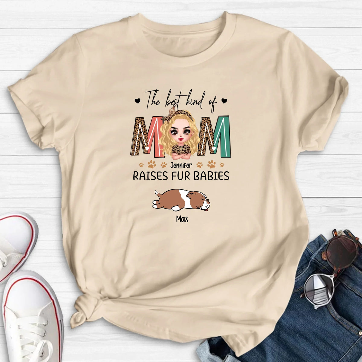 Personalized Dog Mom Shirt/Hoodie - Mother's Day Gift Idea For Dog Lover - The Best Kind Of Mom Raises Fur Babies