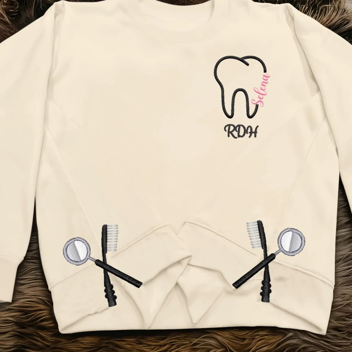 Personalized Dental RDH Embroidered Split Side Sweatshirt - Gift Idea For Birthday/Dentist