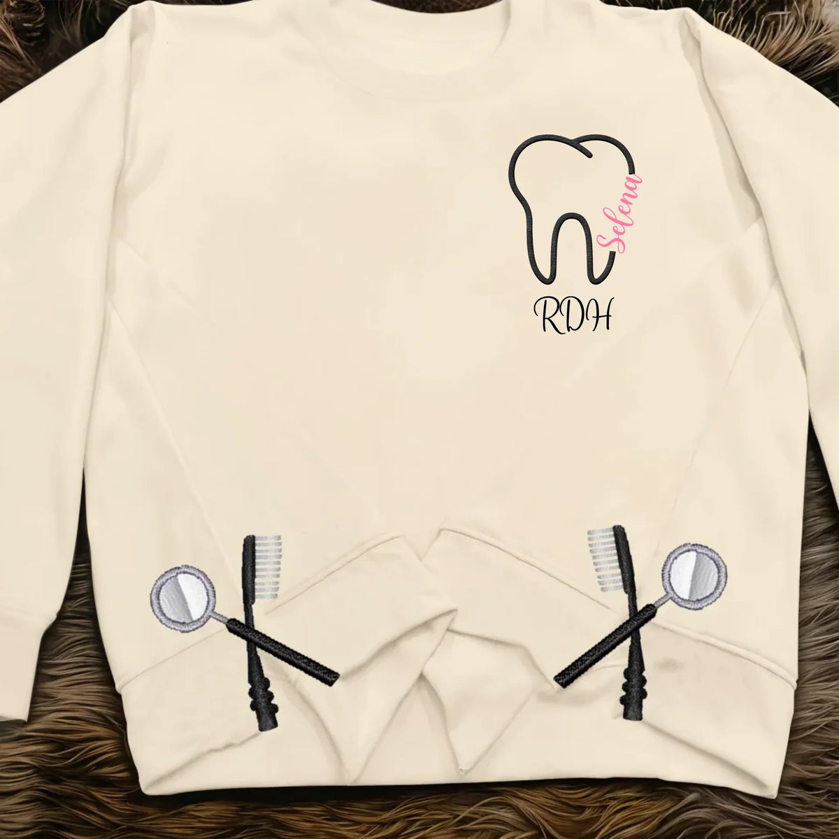 Personalized Dental RDH Embroidered Split Side Sweatshirt - Gift Idea For Birthday/Dentist