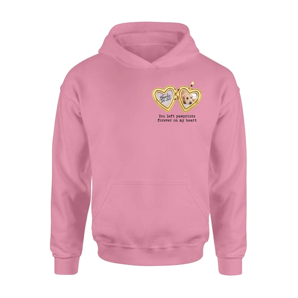 Personalized Dog T-Shirt/Sweatshirt/Hoodie - Gift Idea For Dog Lovers - You Left Pawprints Forever On My Heart