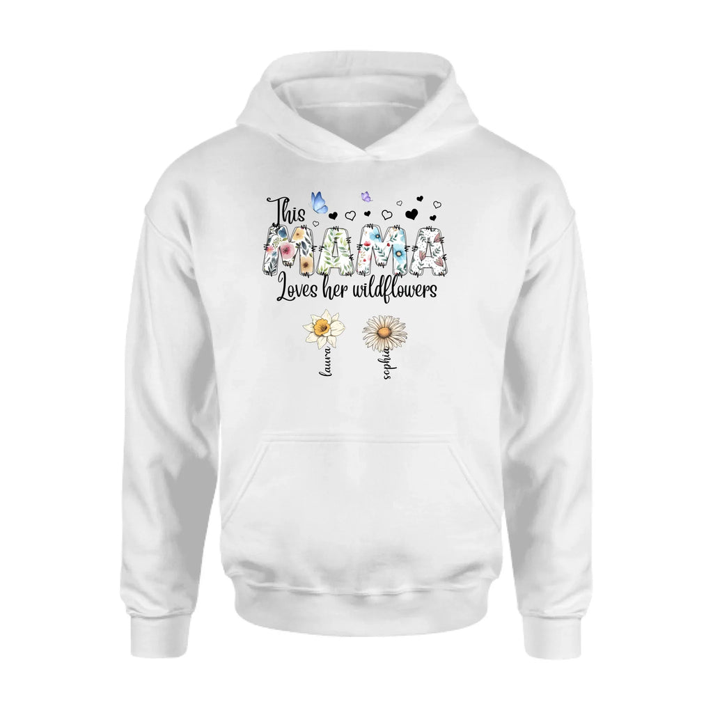 Personalized Mother Shirt/Hoodie - Up to 7 Kids - Mother's Day Gift Idea for Grandma/Mom - This Mama Loves Her Wildflowers