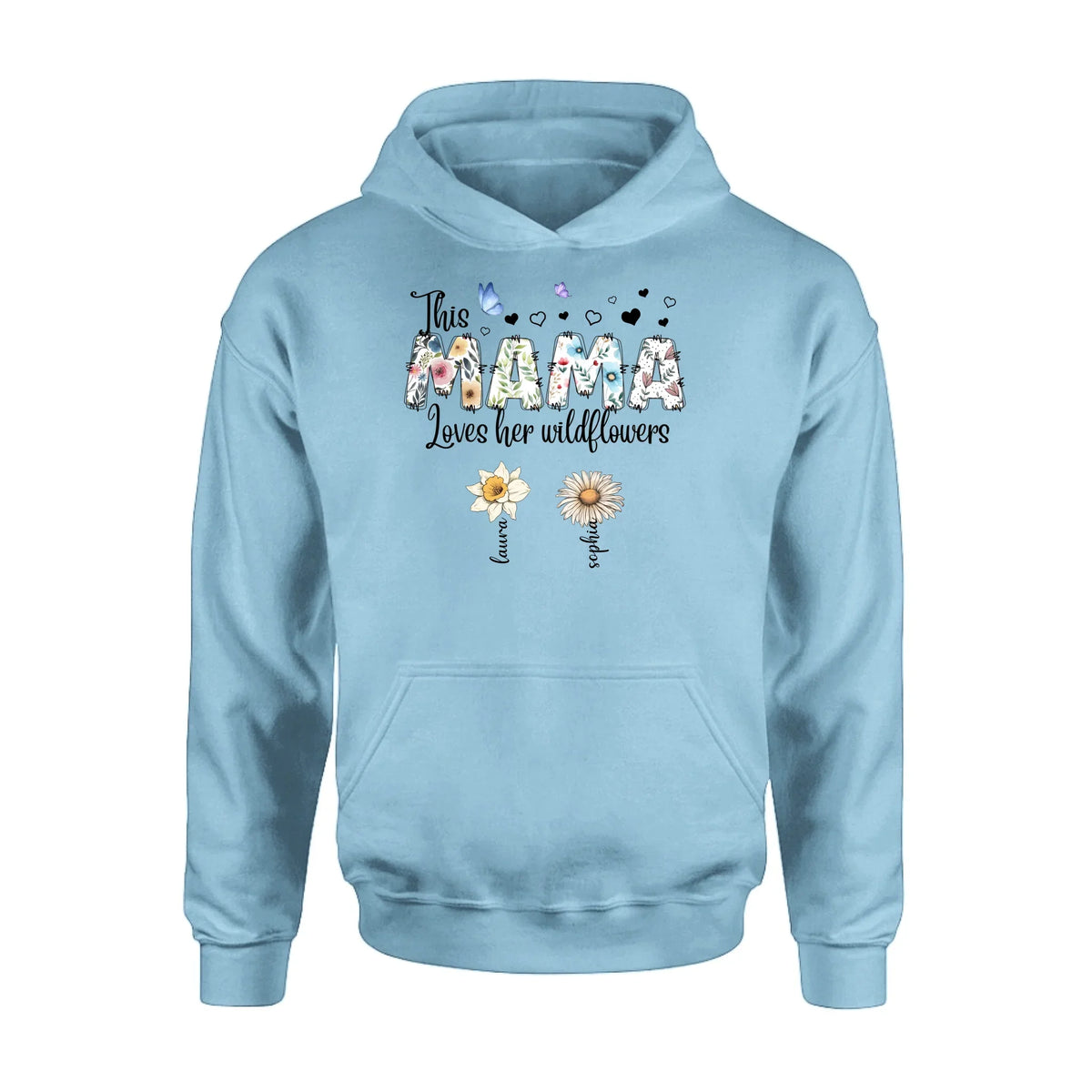 Personalized Mother Shirt/Hoodie - Up to 7 Kids - Mother's Day Gift Idea for Grandma/Mom - This Mama Loves Her Wildflowers