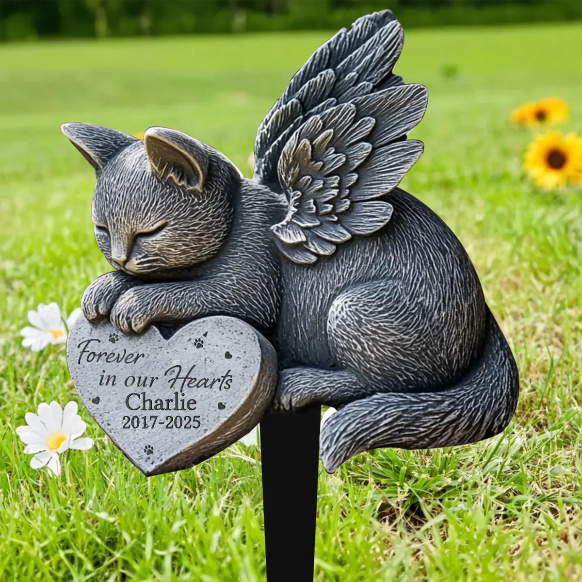Personalized Angel Cat Sleeping Memorial Metal Sign - Gift For Cat Lovers